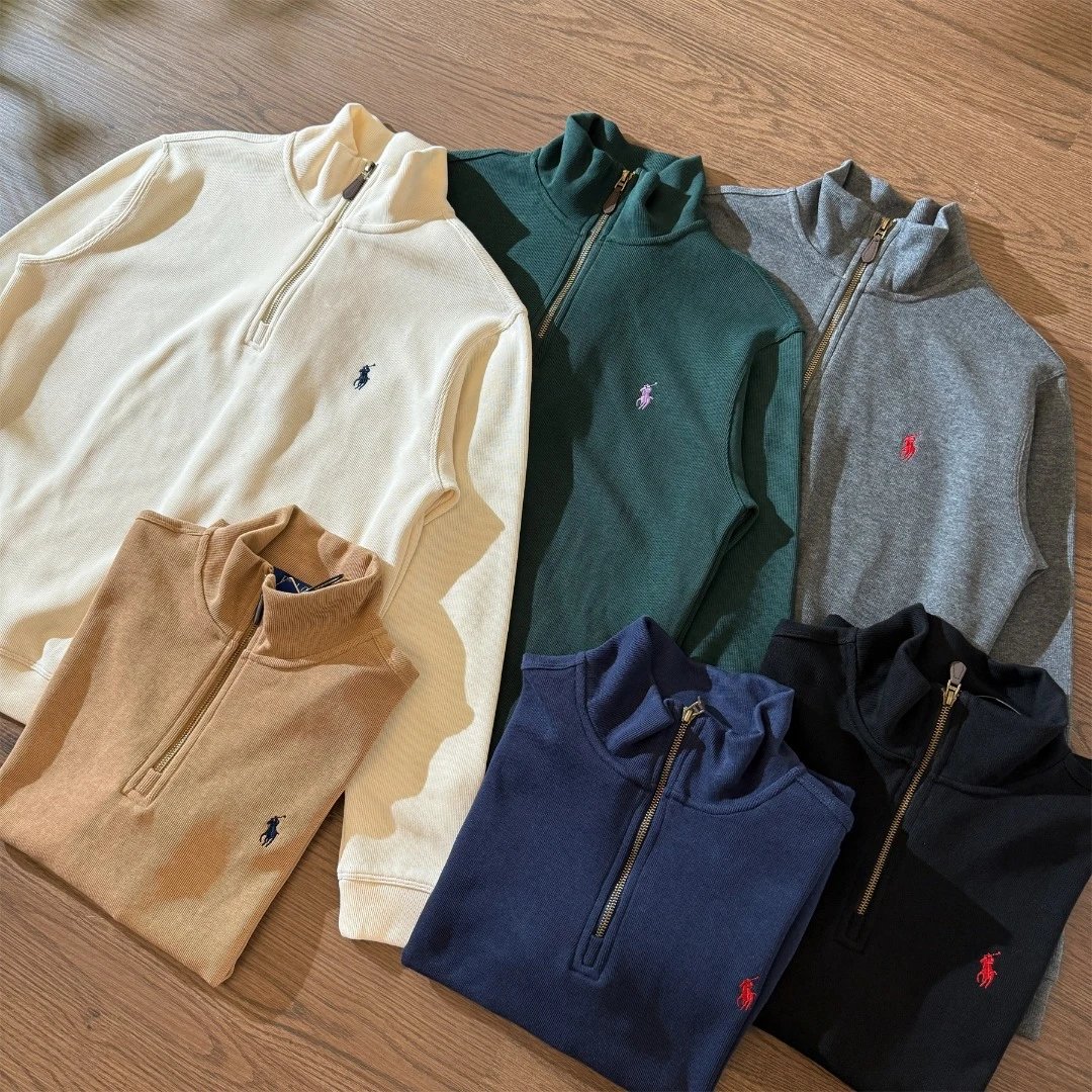 R * L Half Zipper Stand up Hoodie