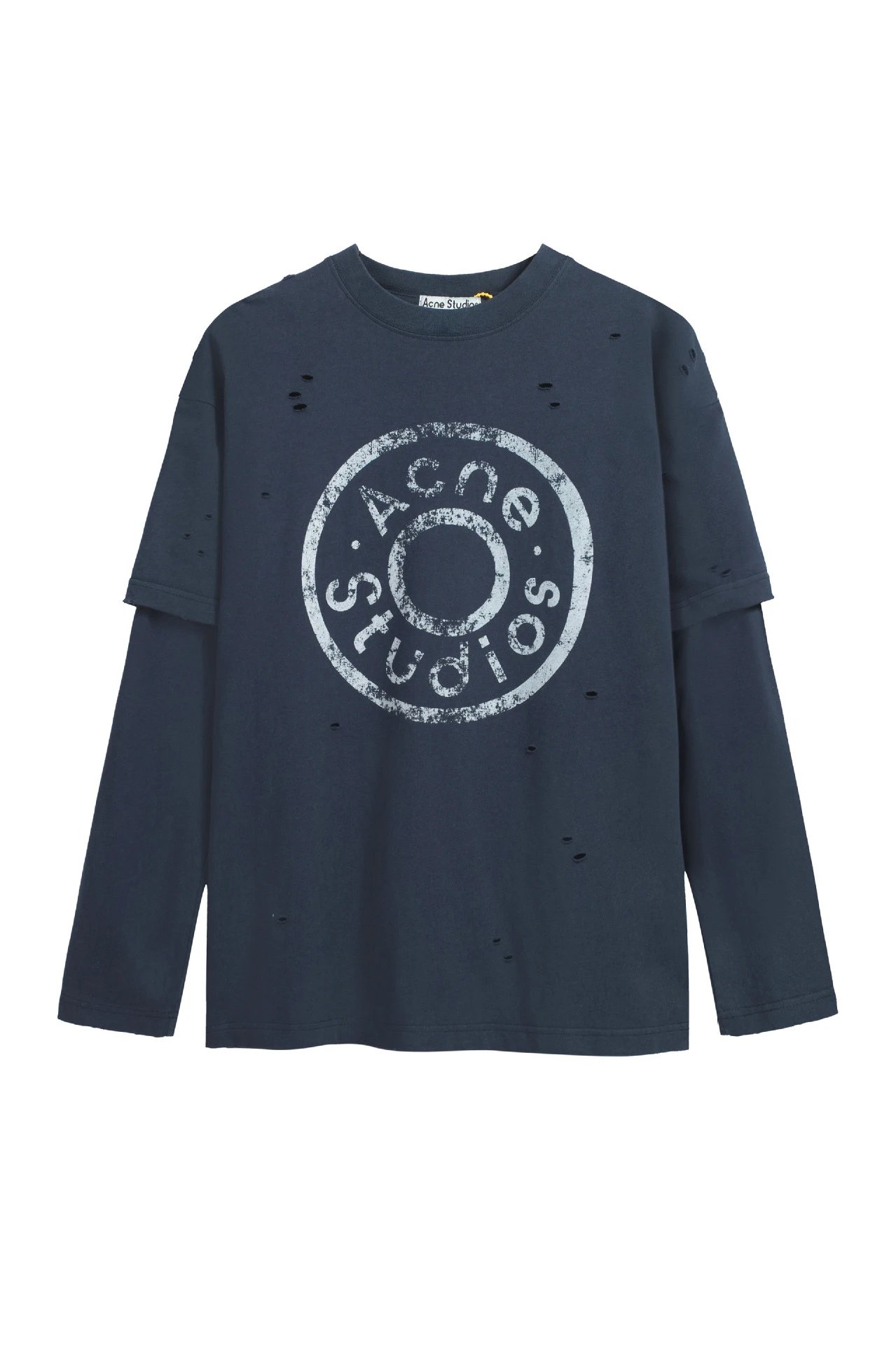 Knit Ripped Fake Two-Piece Blue