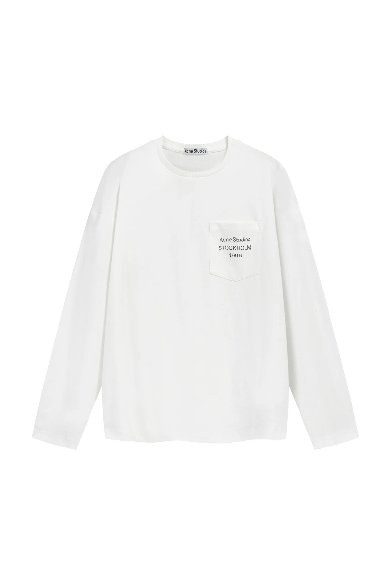 Pocket Print Long Sleeve White