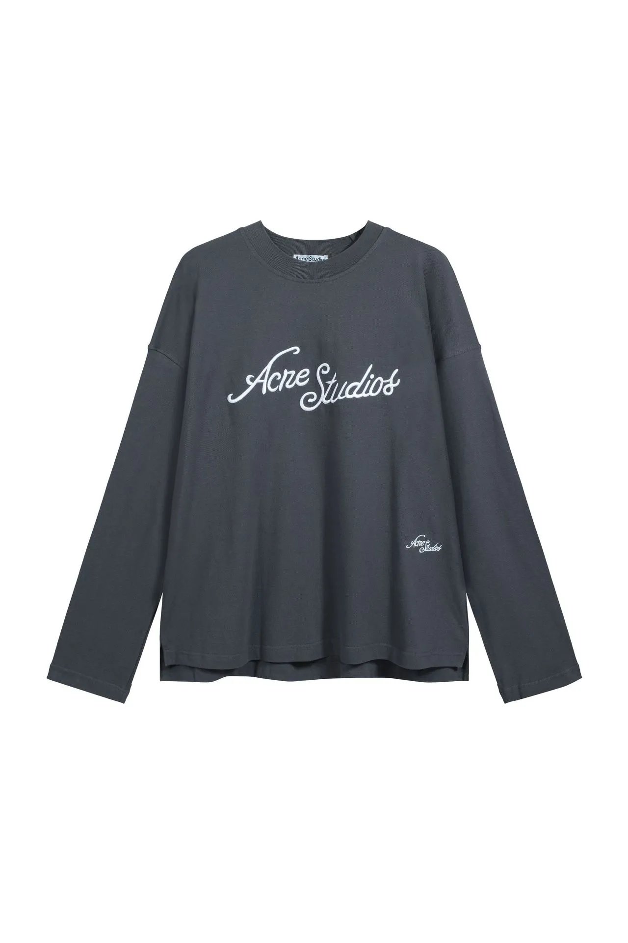 3D Embossed Embroidered Long Sleeve Grey Blue
