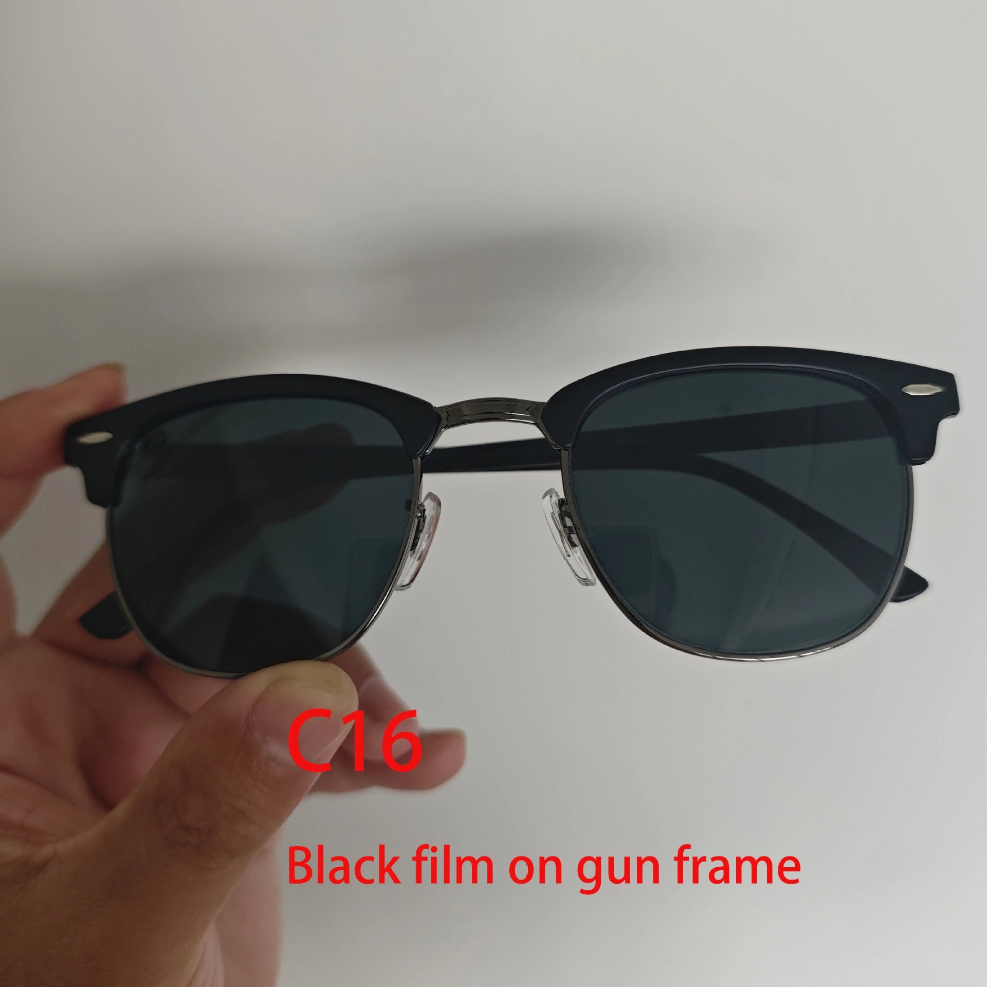 Ray-Ban Clubmaster Acetate Sunglasses Black Gunmetal Black (C16)