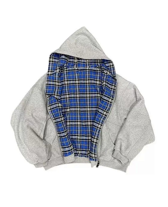 Stylish Checkered Reversible Hoodie (1) - Oscar