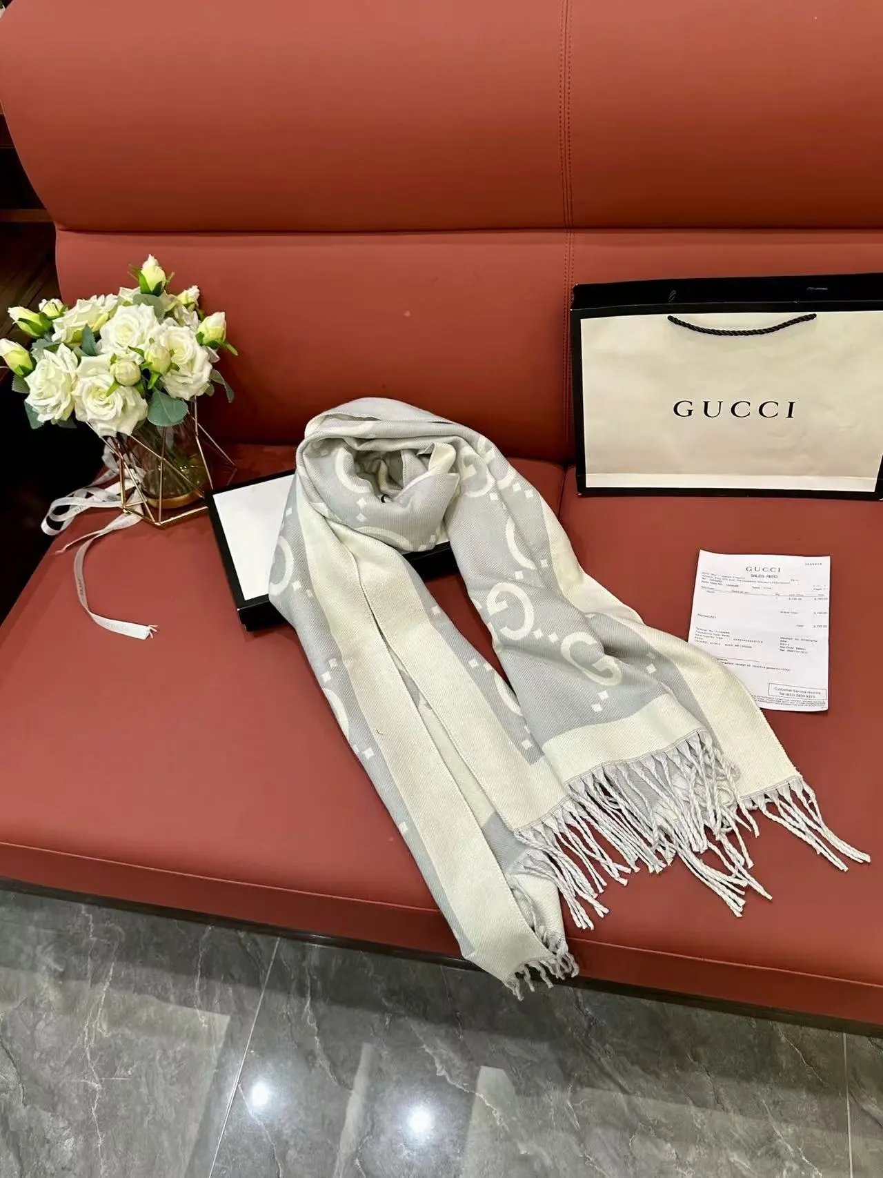 Burberry Scarves Embroidered check fringed scarf image 9