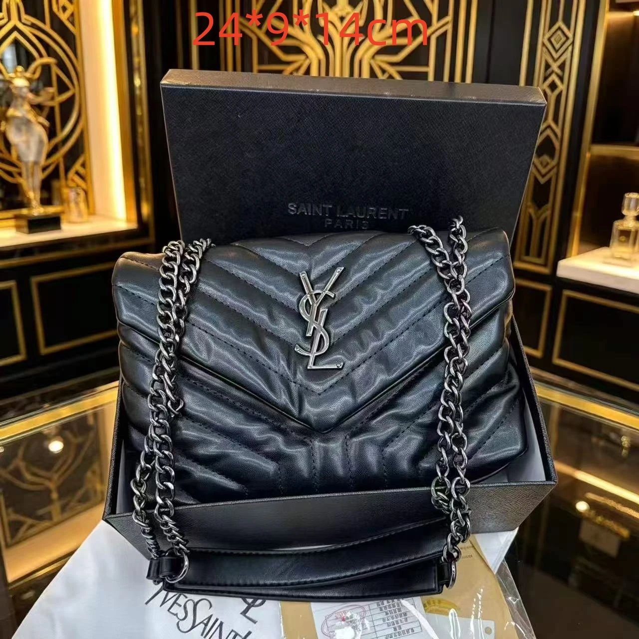 Saint Laurent Crossbody Bags 2068 quilted envelope chain bag — 35