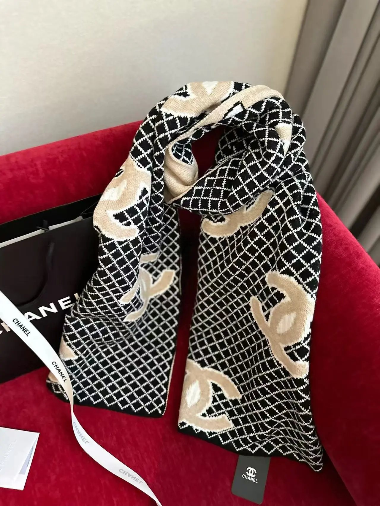Burberry Scarves Embroidered check fringed scarf image 14