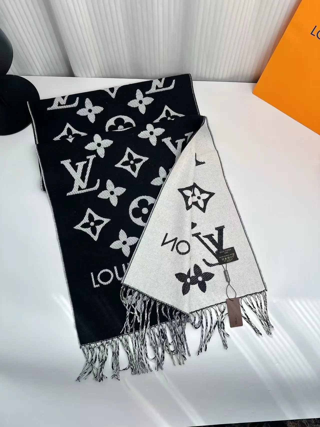 Burberry Scarves Embroidered check fringed scarf — 32