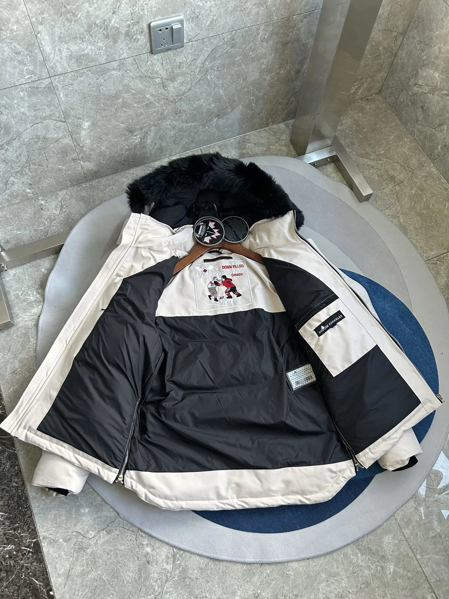RemovableMoose knuckles 0506 Scissors Down Jacket Hooded Fox Fur Collar  5