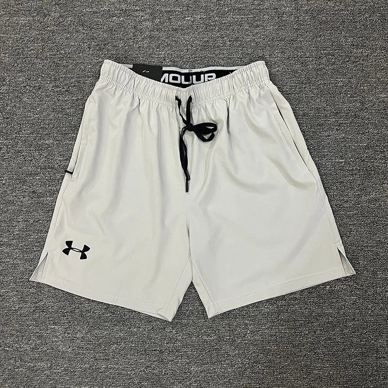 Under Armour Shorts Woven drawstring athletic with zip pockets — Silver-white