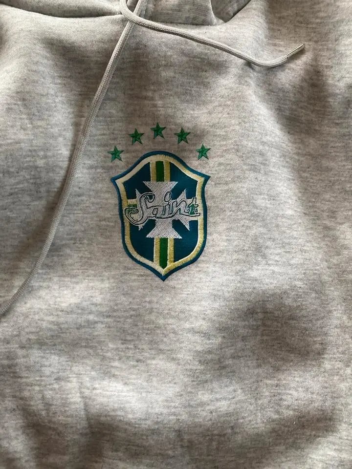 新款Brazil秋冬季潮牌时尚印花套头长袖连帽卫衣套装男士休闲百搭外套潮 2