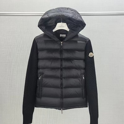 Moncler Lightweight Stand-Collar Down Jacket with Knit Panels - rep swetry