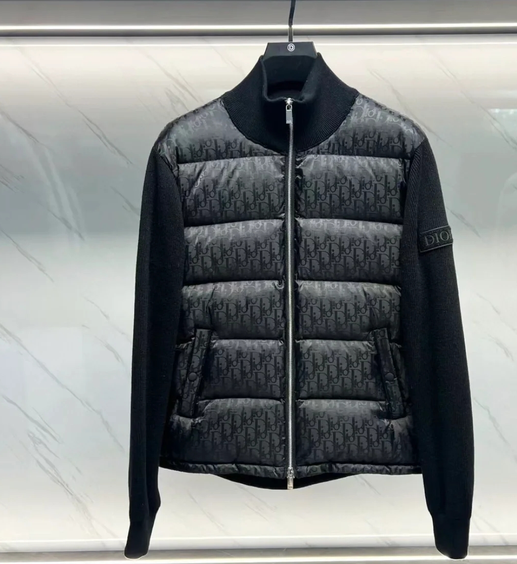 Black Dior Monogram Puffer Jacket
