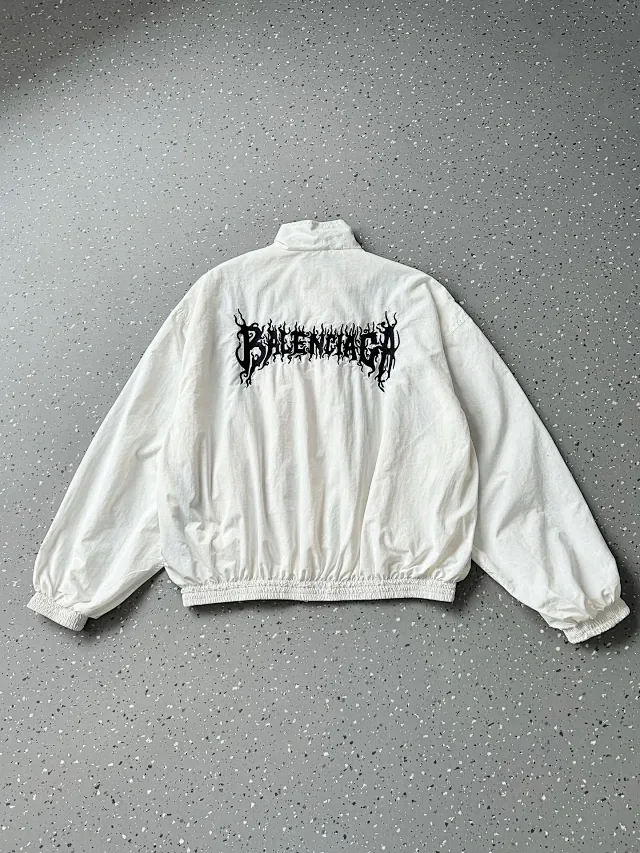 Balenciaga Jackets Stand-collar zip-up jacket with back logo print product detail image 13