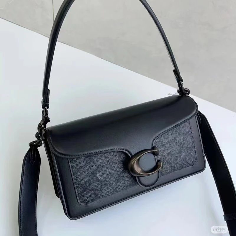 Coach Crossbody Bags Tabby 26 with Signature C Hardware — Black and Gray Gift Box