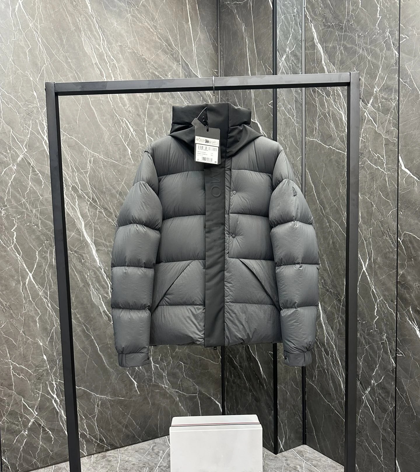 Moncler Down Jackets Hooded puffer jacket — Black Knight Gray