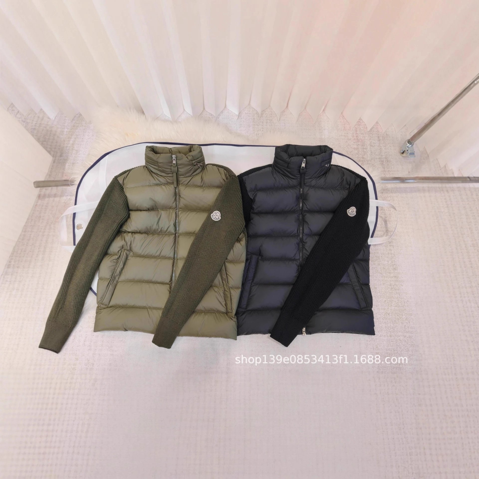 Moncler Down Jackets Hooded puffer jacket — Spliced black