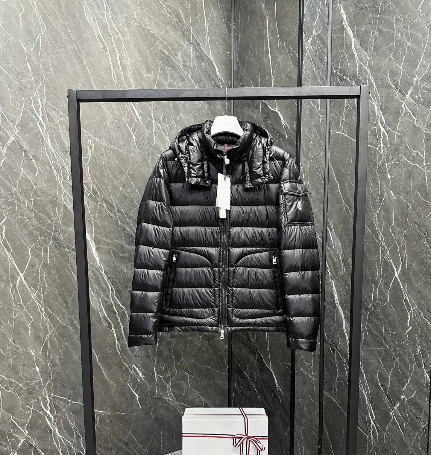 Moncler Down Jackets Hooded puffer jacket — Black