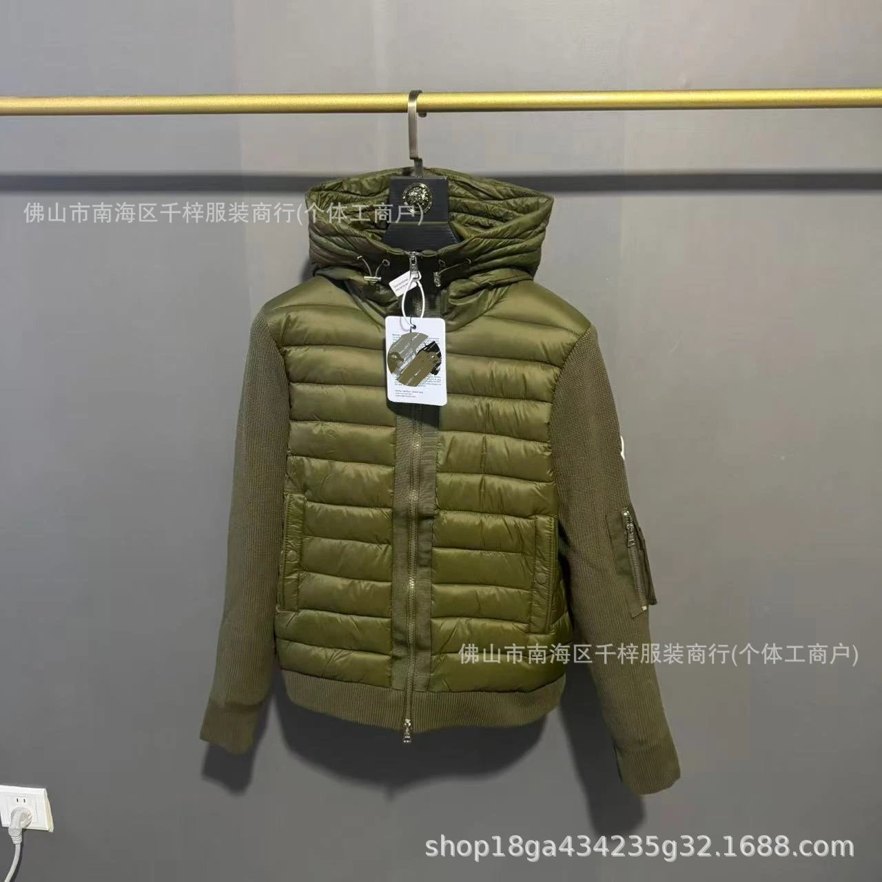 Moncler Down Jackets Hooded puffer jacket — white green cap