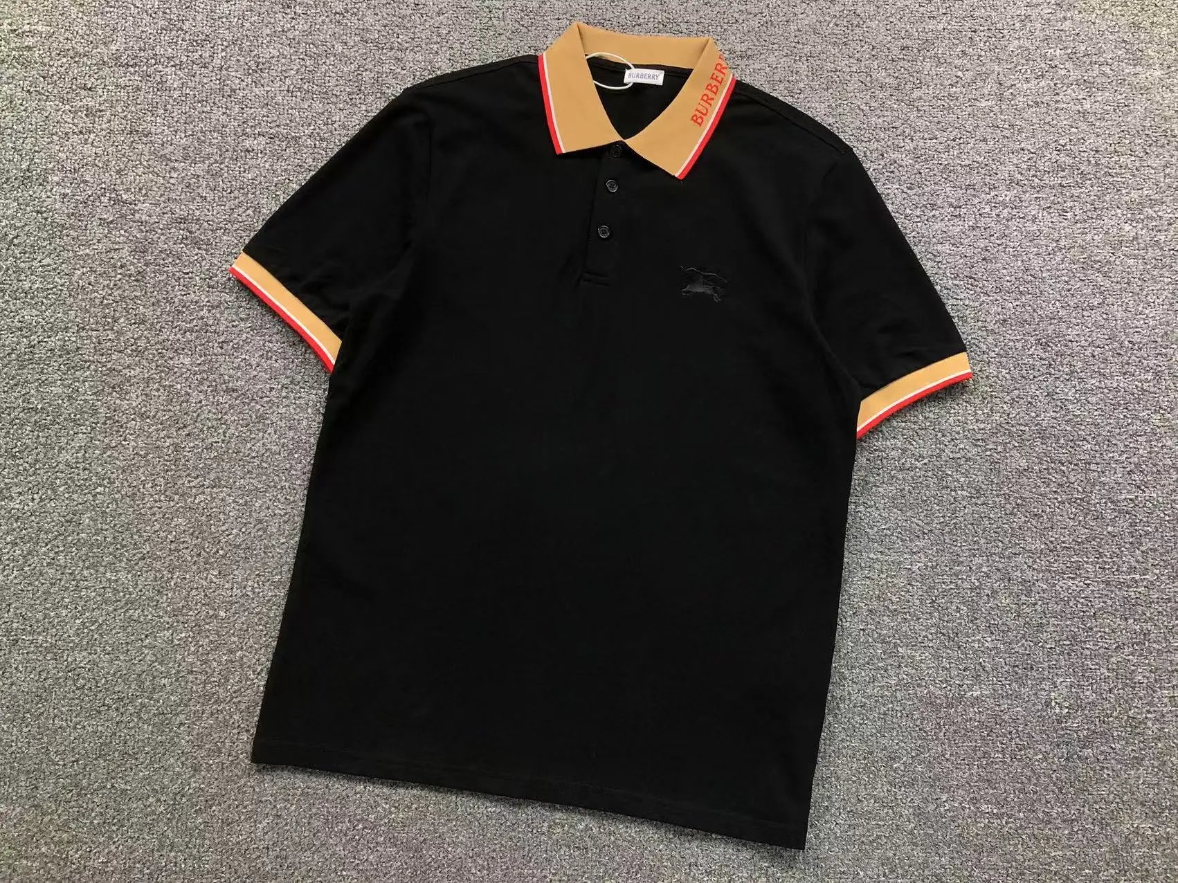Burberry Shirt Logo Collar Short Sleeve Black