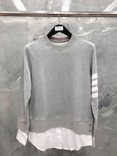 Thom Browne 4-Bar Stripe Sweatshirt Gray Sweater - 1