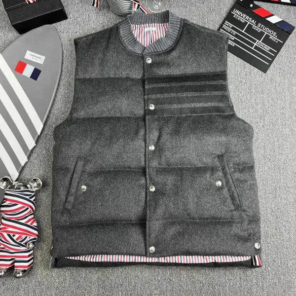 Thom Browne Four-Bar Stripe Wool Vest Gray Outerwear.vest - 1