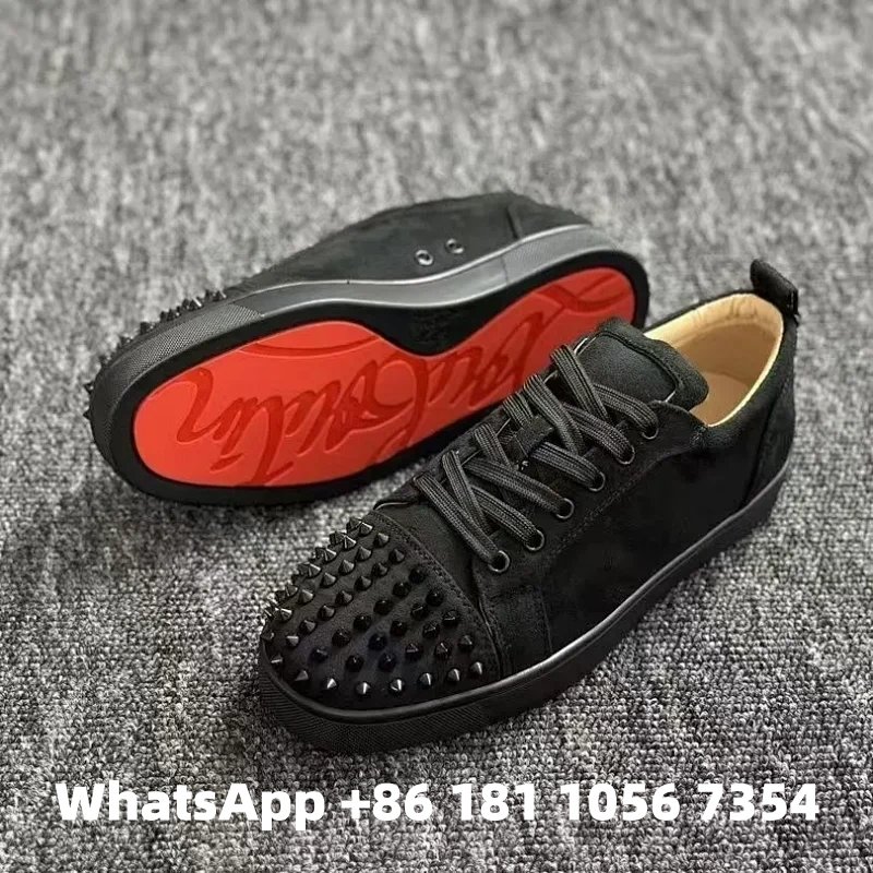Christian Louboutin Louis Junior Suede Low Spikes Black