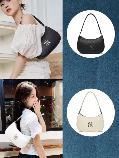 MLB New York Yankees Logo Hobo Bag Black - 3
