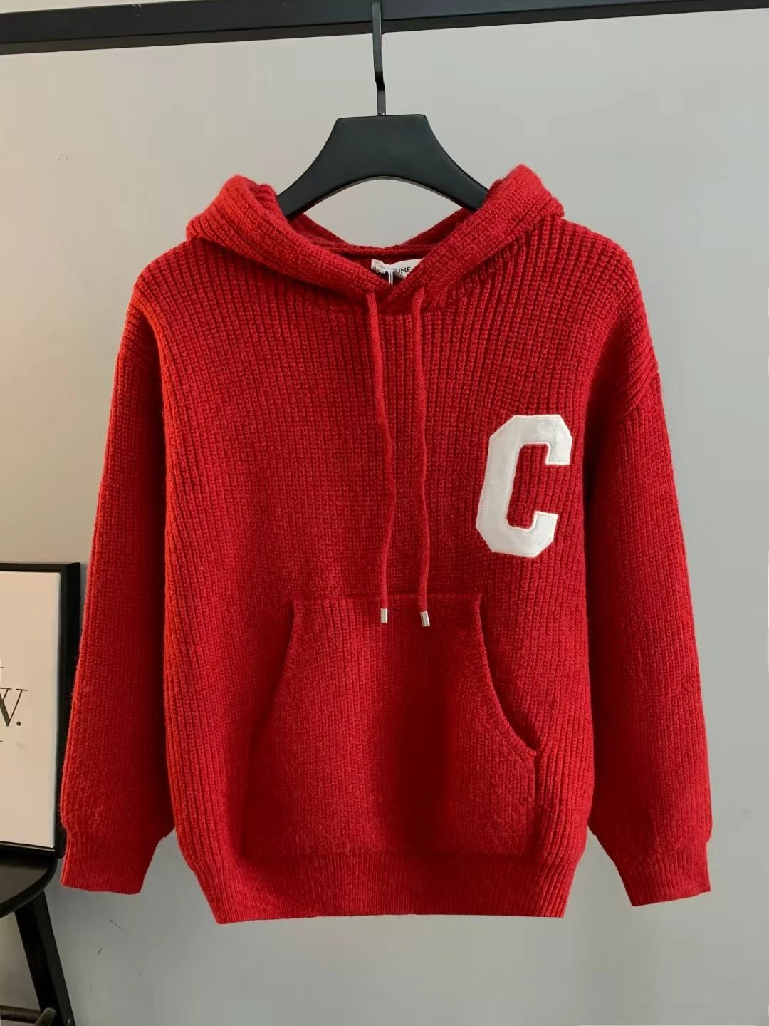 Correct version autumn and winter new embroidered letter thick thread couple style zipper hooded sweater jacket