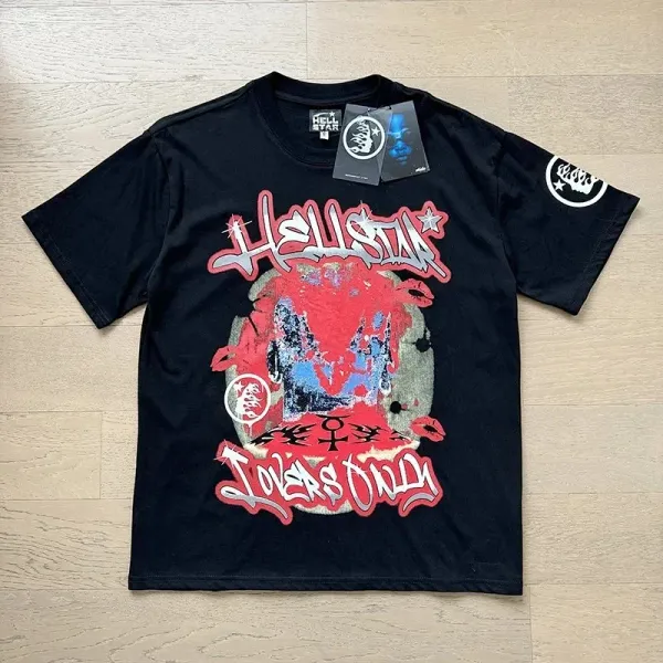 Hellstar Lovers Only Graphic Print Black T-Shirt - 1