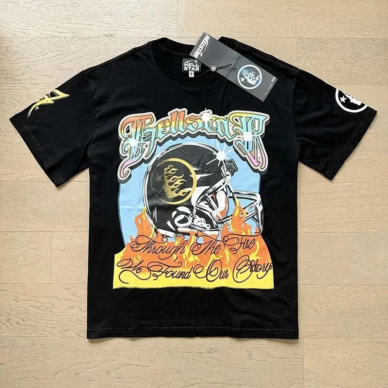 Hellstar x NFL-Inspired 'Through The Fire' Graphic T-Shirt Black - 1