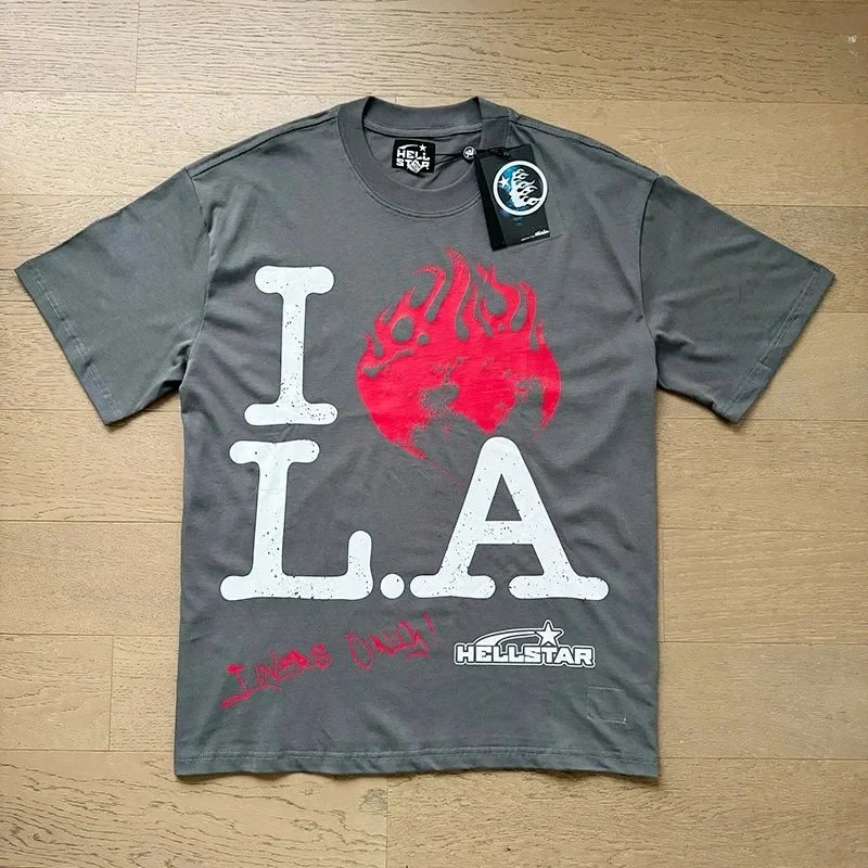 Hellstar I Love LA Gray T-Shirt - 1