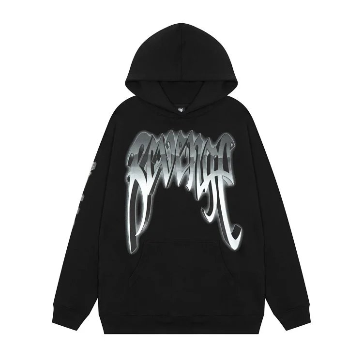 Gothic Skull Metal Hoodie Black - Gallery Image 5 - Detailed View