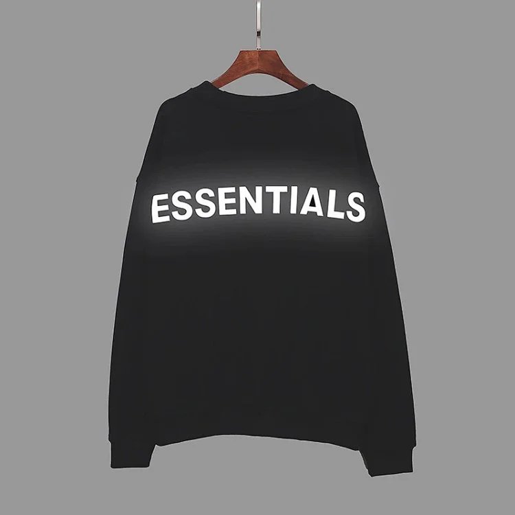 Streetwear Reflective Lettering Crewneck Sweatshirt Ivory - Gallery Image 2 - Detailed View