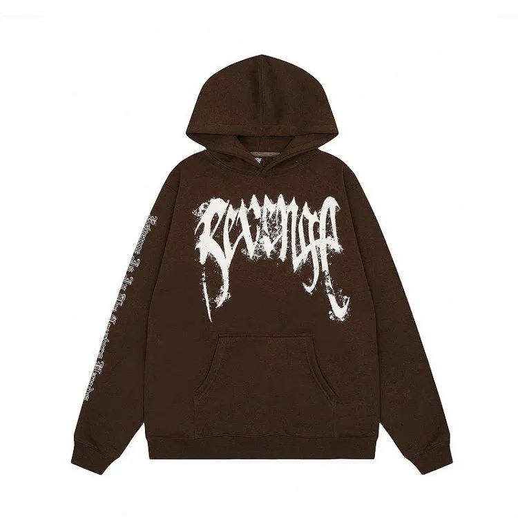 Gothic Fleece Hoodie Chestnut Brown - Gallery Image 11 - Detailed View