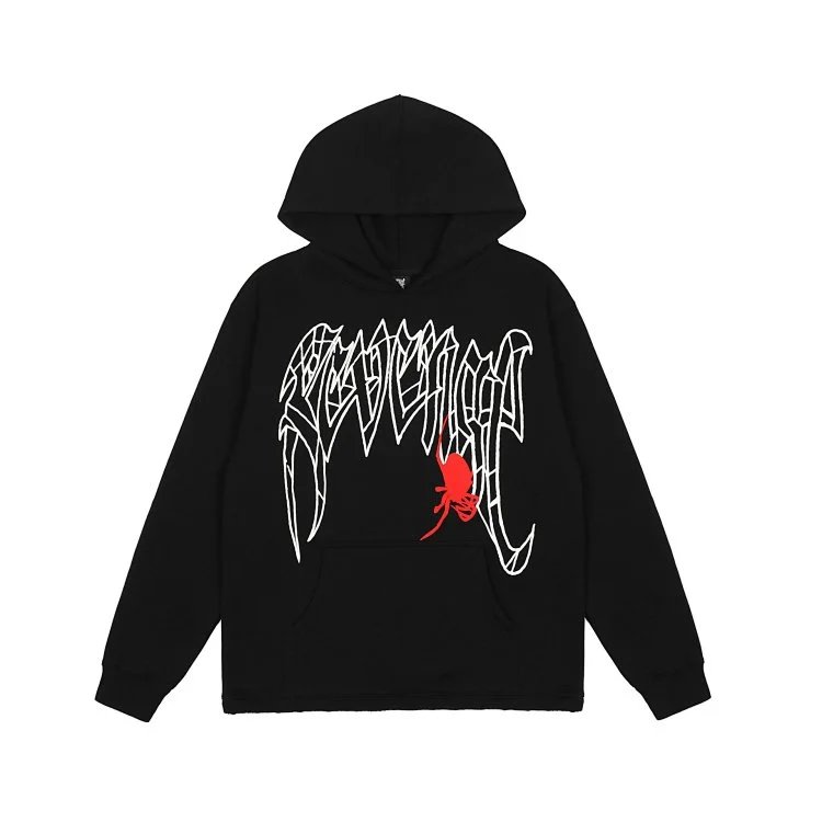Street Skull Graphic Hoodie Ebony Red - Gallery Image 4 - Detailed View