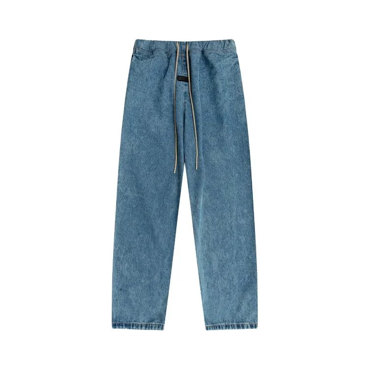 Unisex Streetwear Denim Wide Leg Pants Ash Grey - Gallery Image 3 - Detailed View