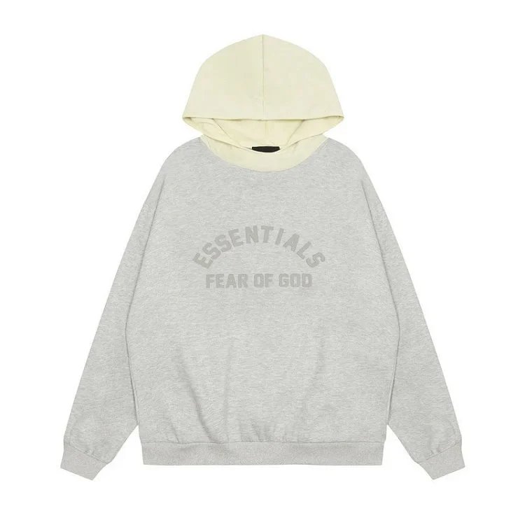 Streetwear Essentials Colorblock Fleece Hoodie Unisex Olive Black - Gallery Image 3 - Detailed View