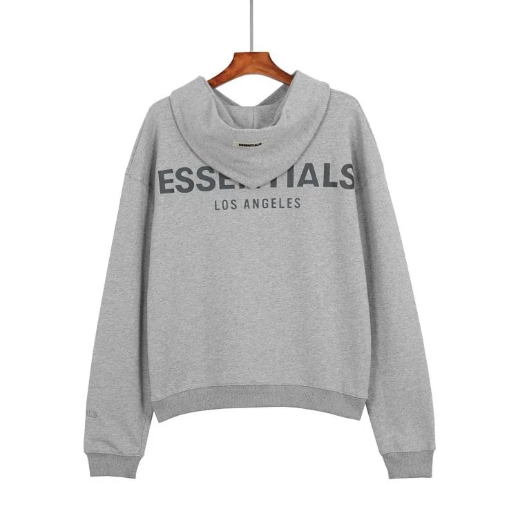 Streetwear Reflective Loose Fit Hoodie Unisex Ash Grey - Gallery Image 3 - Detailed View