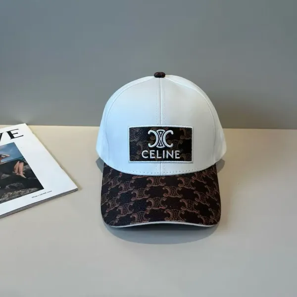 Celine Triomphe Logo Patch Baseball Cap White and Brown Monogram - 1