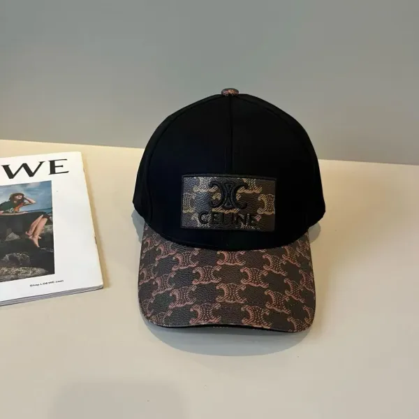 Celine Triomphe Print Baseball Cap Black and Brown - 1