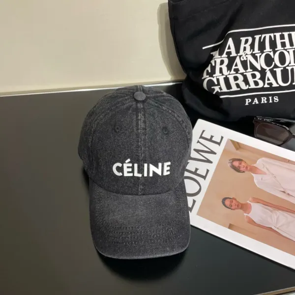 Céline Logo Embroidered Washed Denim Baseball Cap - 1