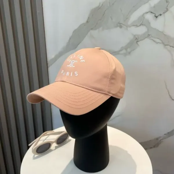 Celine Paris Logo Embroidered Beige Baseball Cap - 1