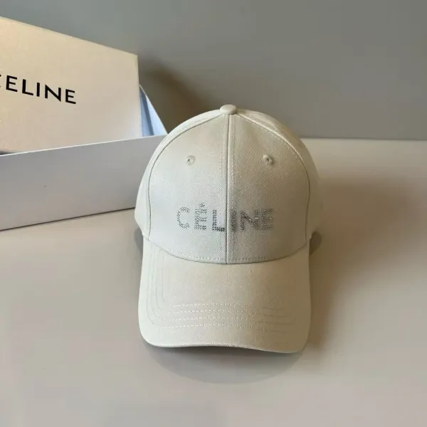 Celine Crystal-Embellished Beige Baseball Cap - 1