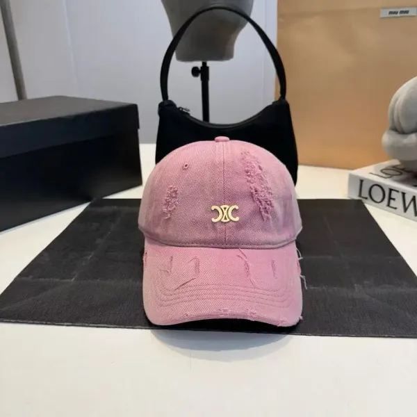 Miu Miu Distressed Denim Baseball Cap Pink - 1
