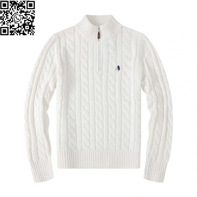 Men's Zip-Up White Sweater *Top quality