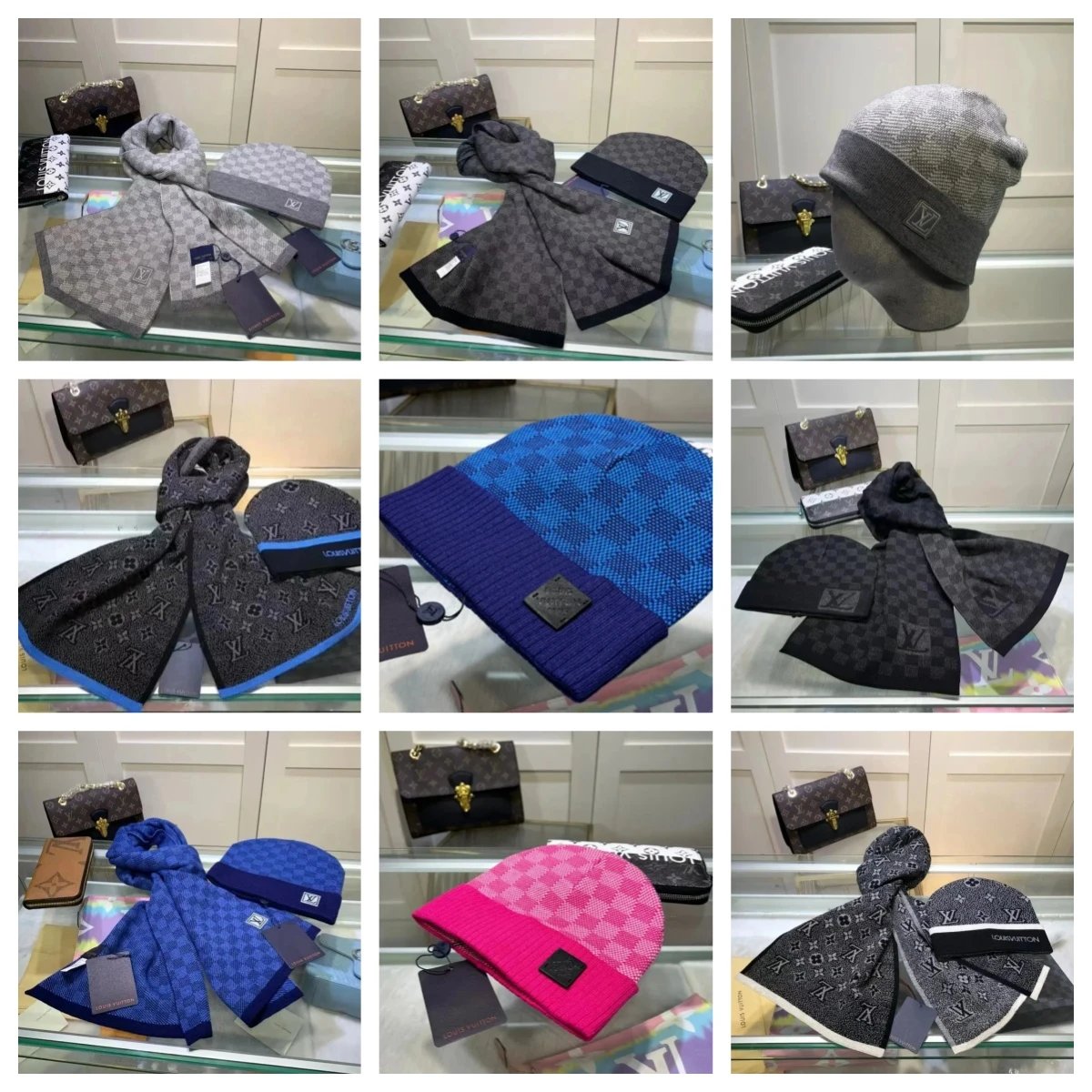 S-1 Versatile Fashion Trend Scarf Hat Two Piece Set