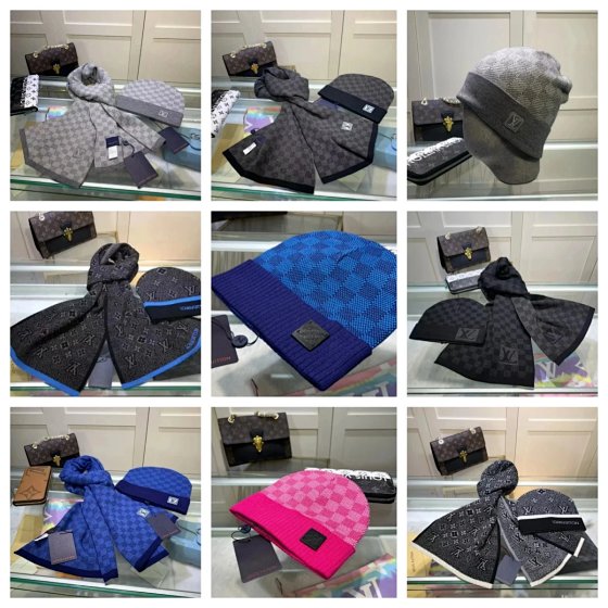 S-1 Versatile Fashion Trend Scarf Hat Two Piece Set