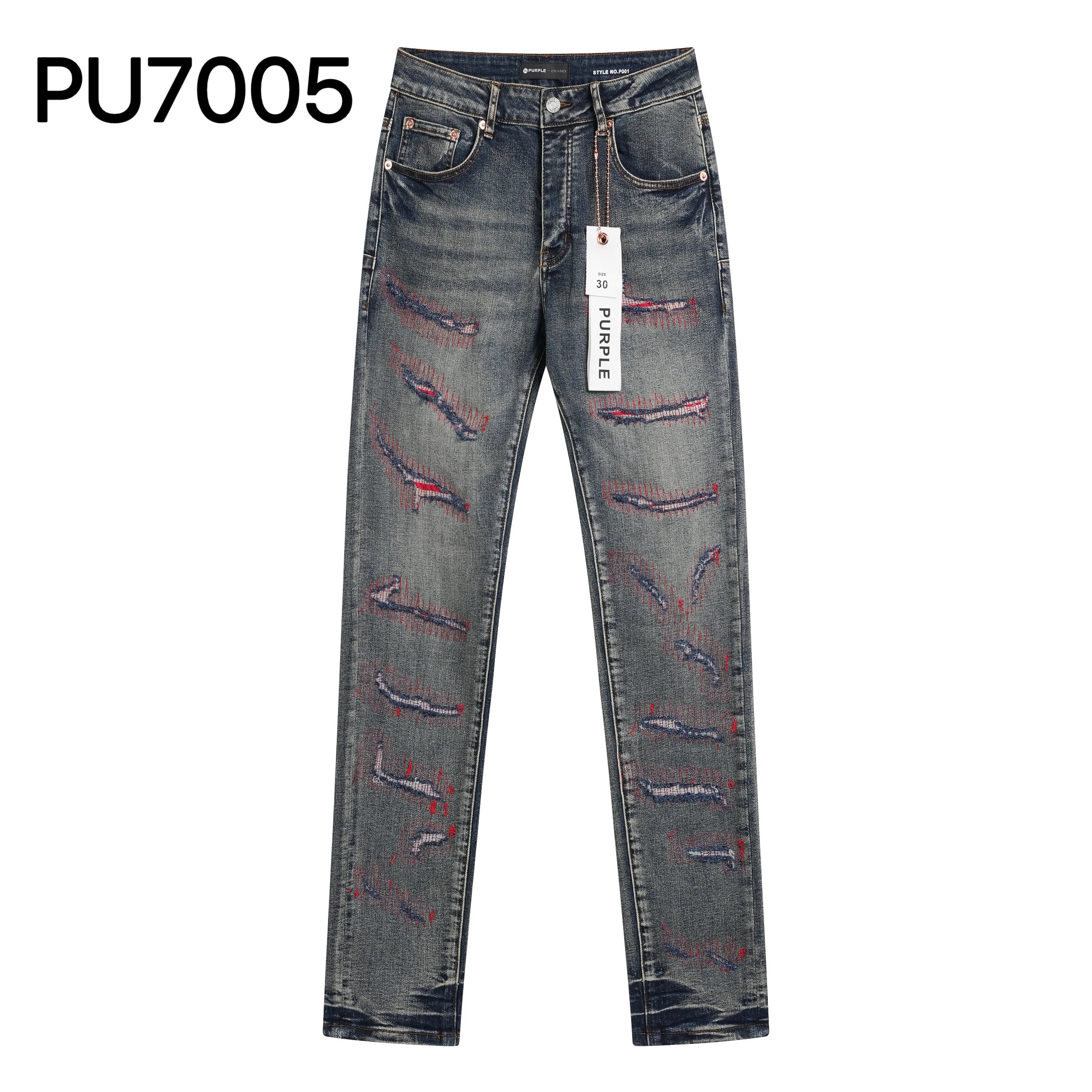 Purple Brand PU7005 Distressed Embroidered Denim Jeans - 1