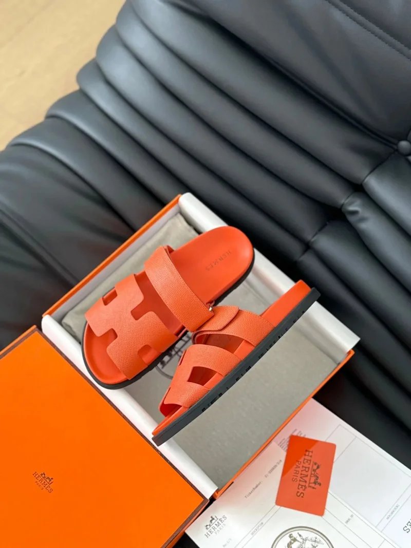 Hermès Oran Slide Sandals Black with White Star Embroidery Slippers - 11