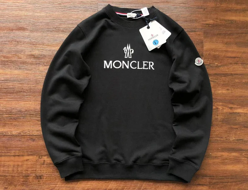 Moncler Logo Embroidered Crewneck Sweatshirt Black and White - 12