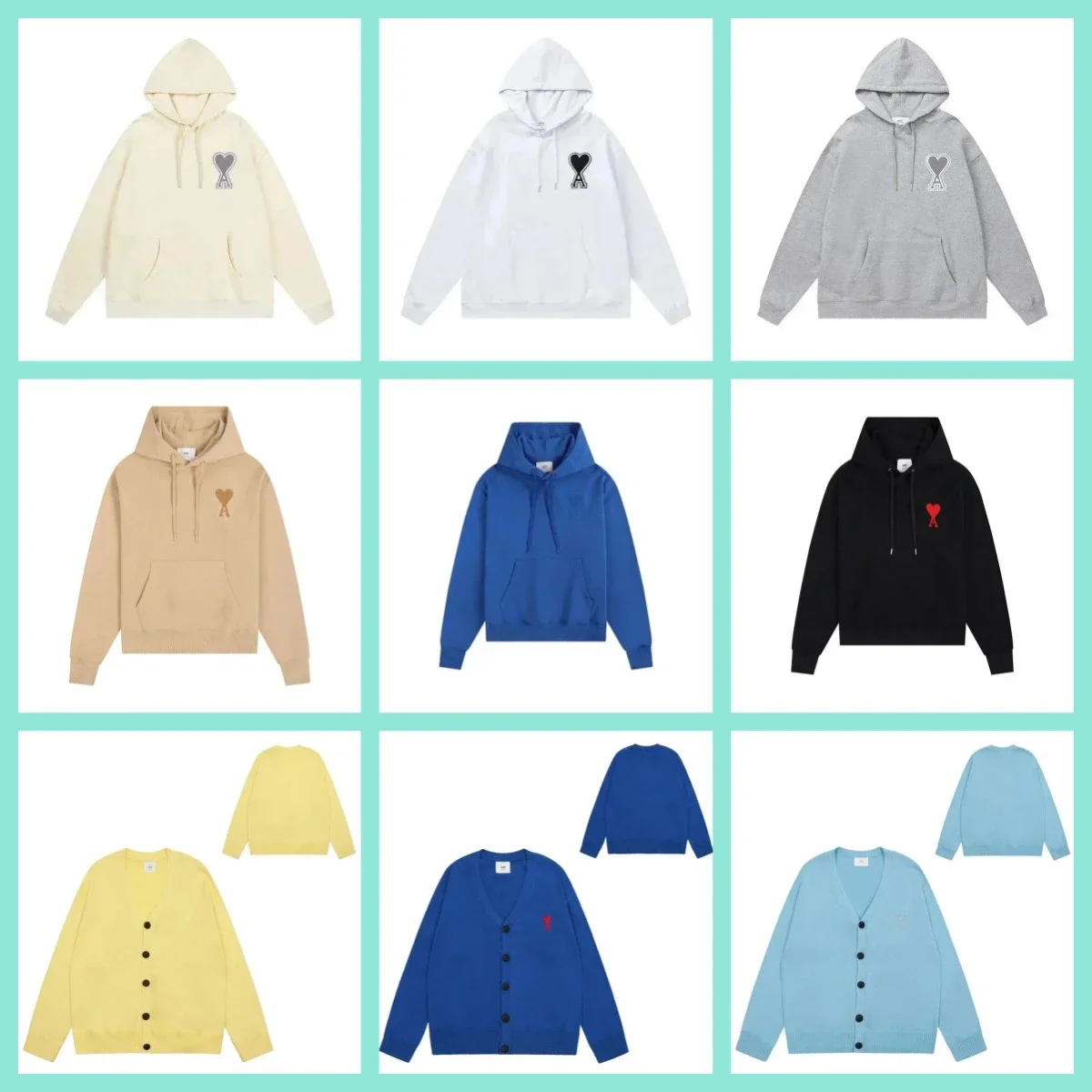 Ami Paris Heart Logo Hoodie & Cardigan Sweater Collection